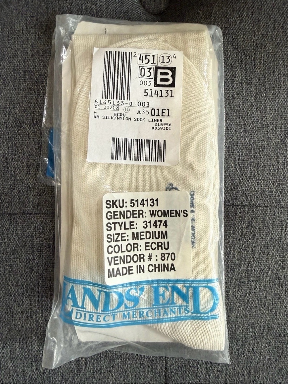 Lands' End Ecru Athletic Sock Liners - Women's Low-Cut